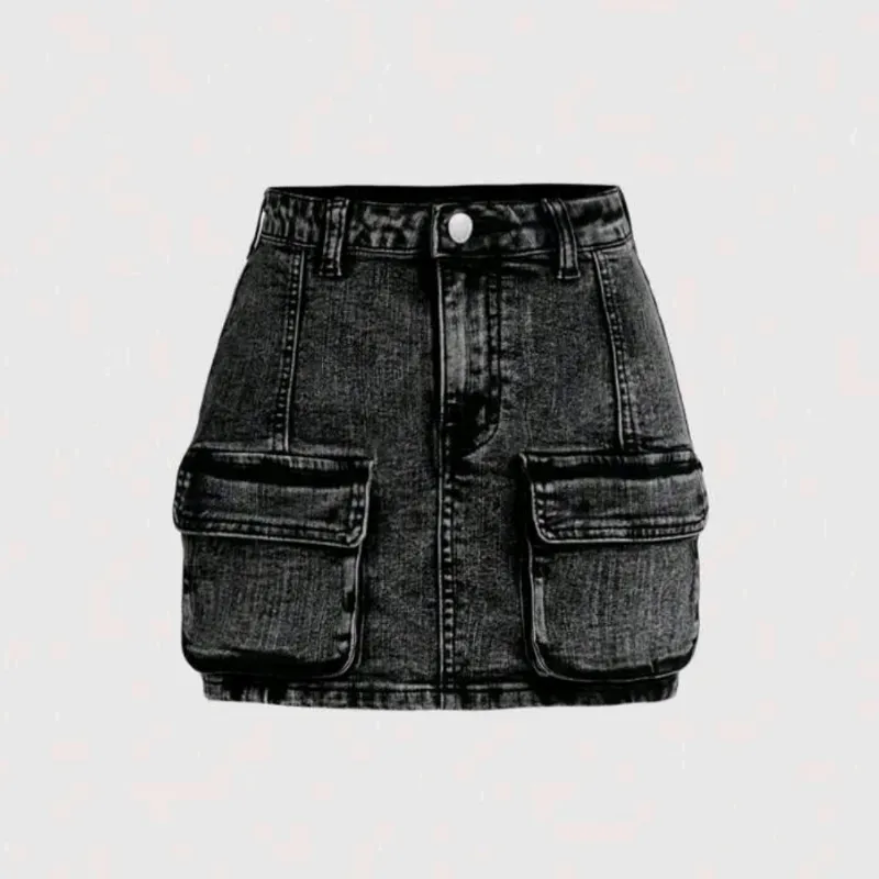  Falda cargo de mezclilla — Gris