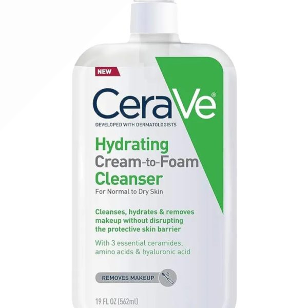 Crema hidratante limpiador espumoso y Removedor de maquillaje para piel seca