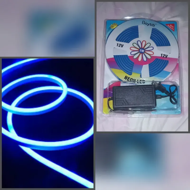 Luz neòn azul con y sin transformador