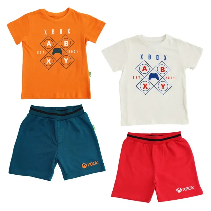 Conjunto de Camiseta y Short para Bebé Temática Xbox Naranja/Verde/Blanco/Rojo