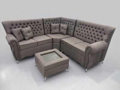 Sofa Esquinero Chester Luis XV Tapizado con Mesa de centro