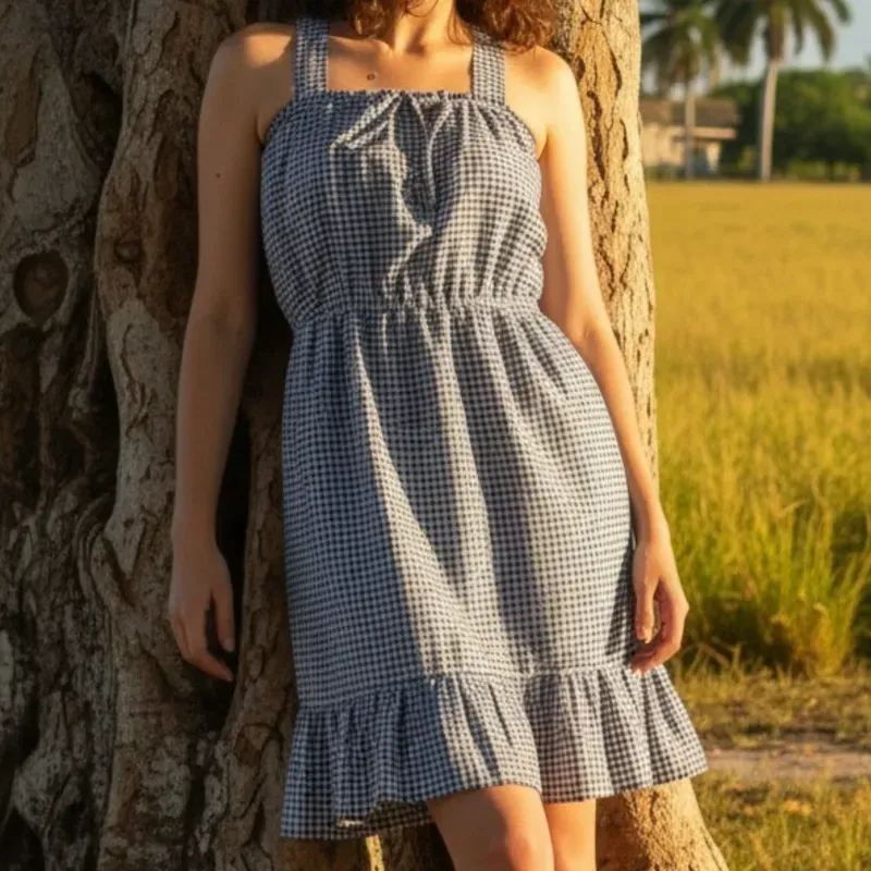 Vestido de guinga con vuelo