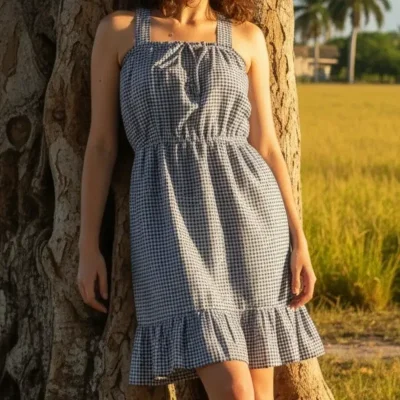 Vestido de guinga con vuelo