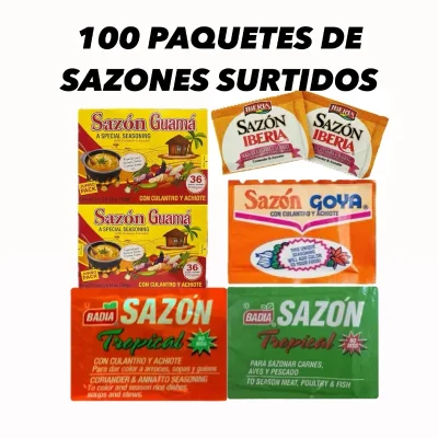 100 PAQUETES DE SAZONES SURTIDOS