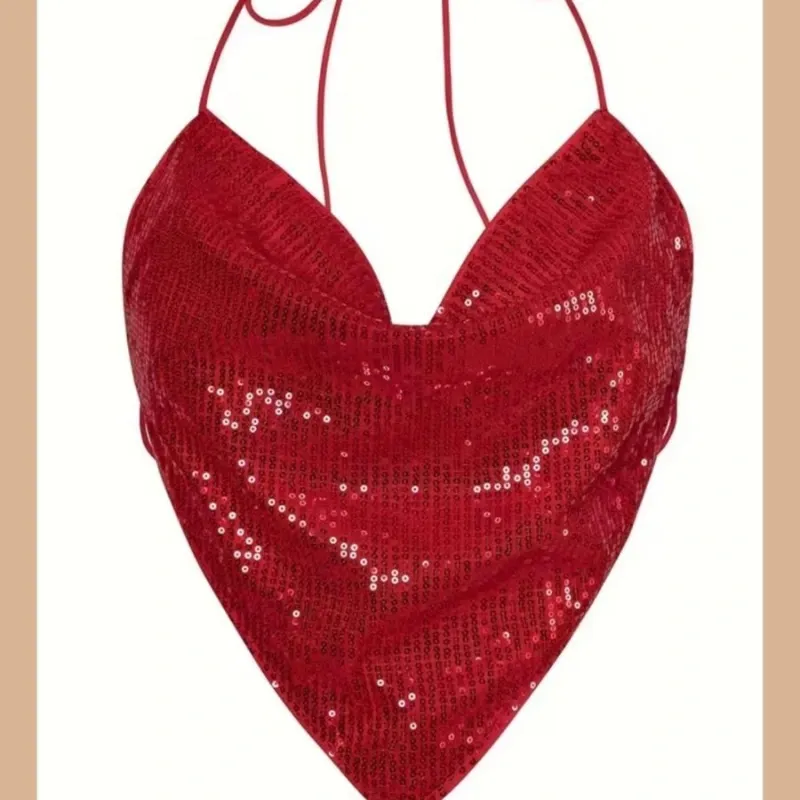 Top lentejuelas rojo