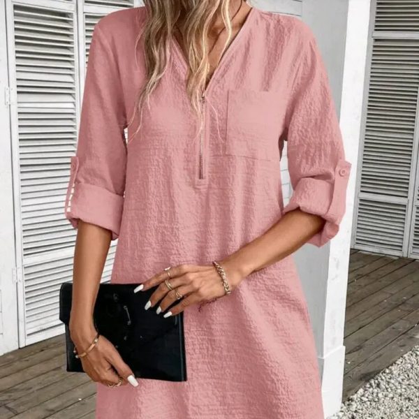  Vestido de mangas 3/4 — Rosado