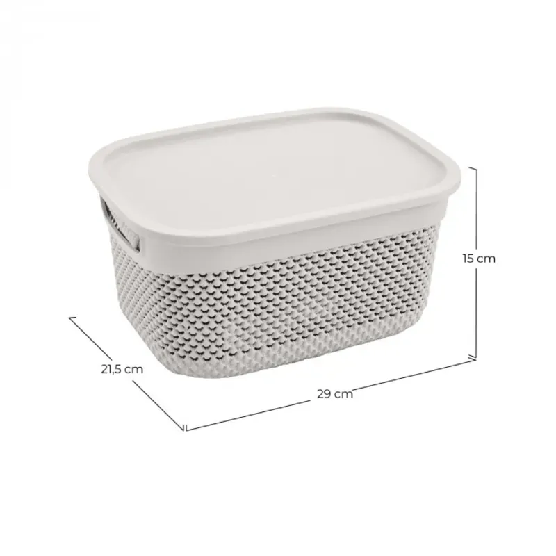 CESTA RESINA RECTANGULAR C/ASAS C/TAPA BLANCO