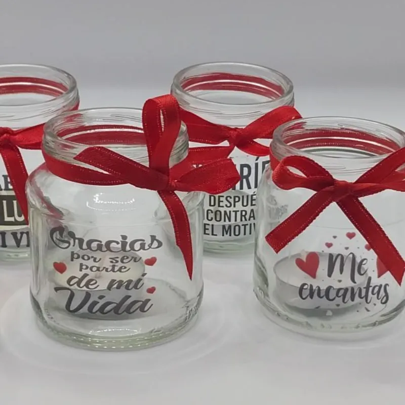 Pomito con frase y vela rojo