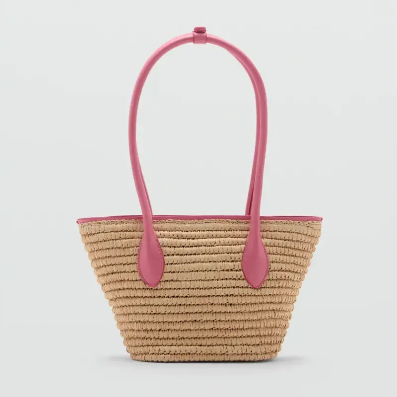 Bolso fibra detalle rosado