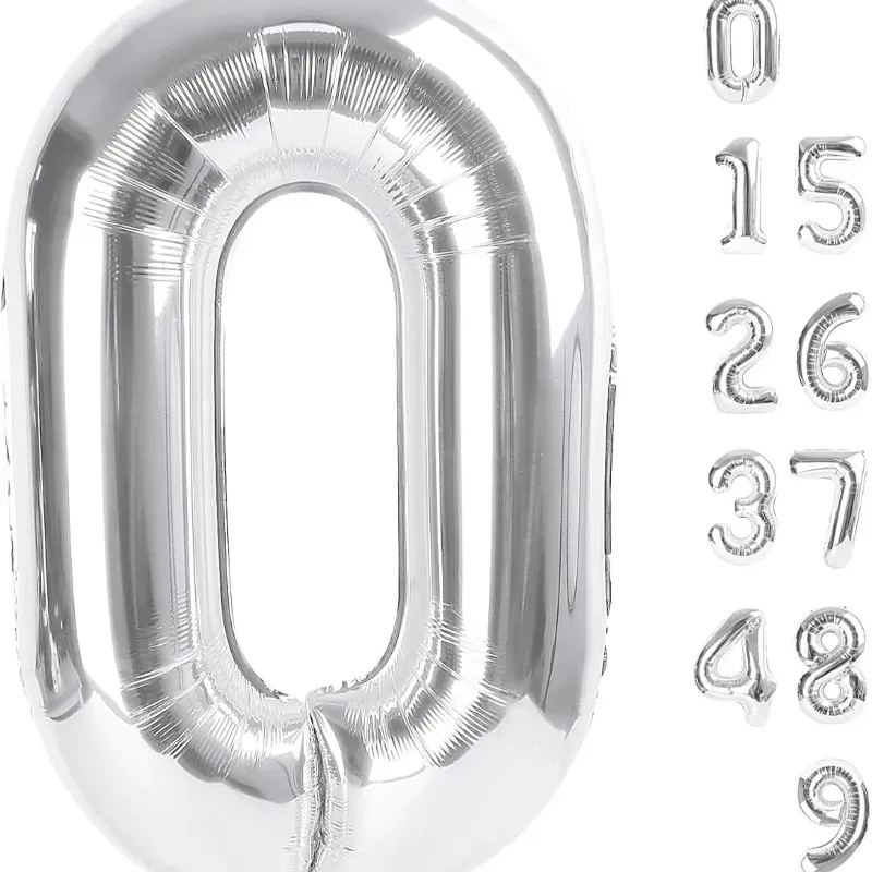 Globo foil número 0 plateado
