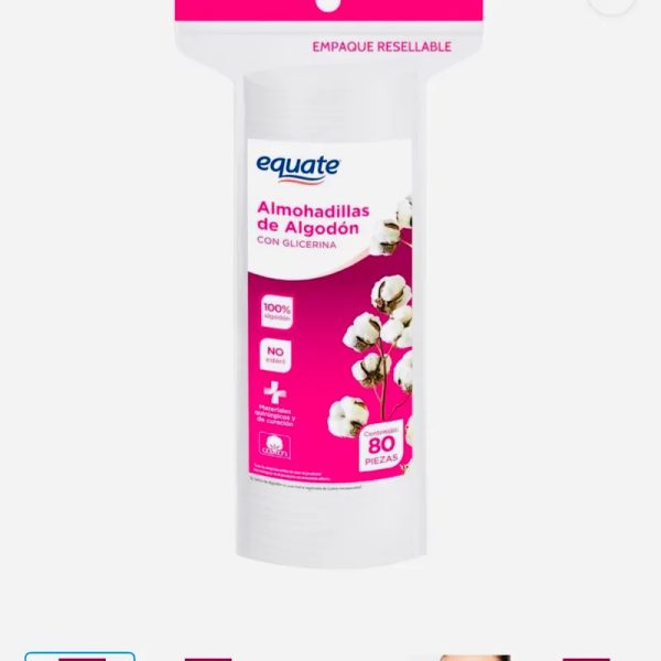 Pads de algodón Equate NA Redondos con glicerina 80 pzas