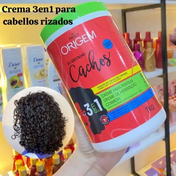 Crema 3 en 1 para cabellos rizados