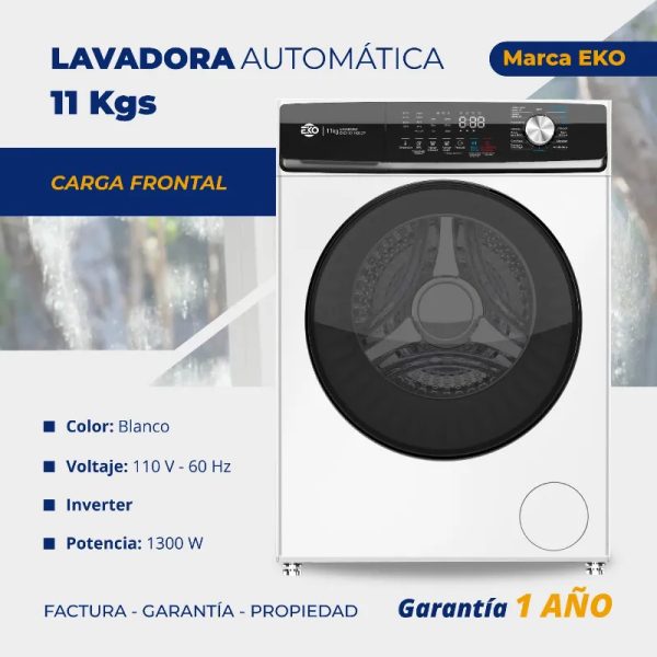  *Lavadora Automática  Carga Frontal Marca EKO 11kg*