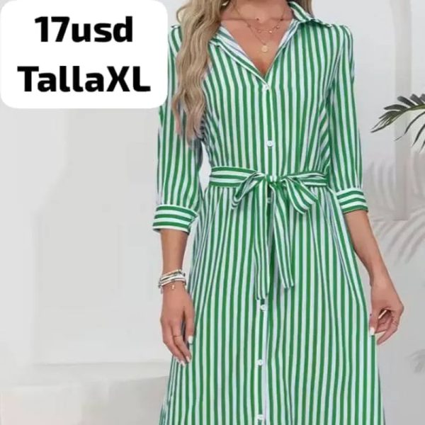 Vestido verde de rayas