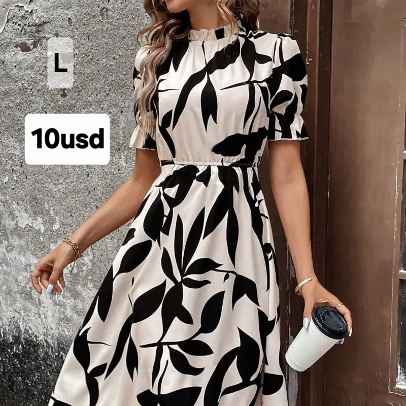 Vestido Negro hojas