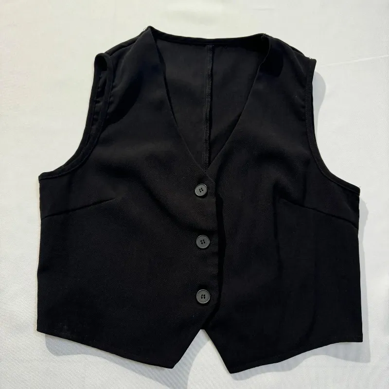 Chaleco Corto Negro Escote V