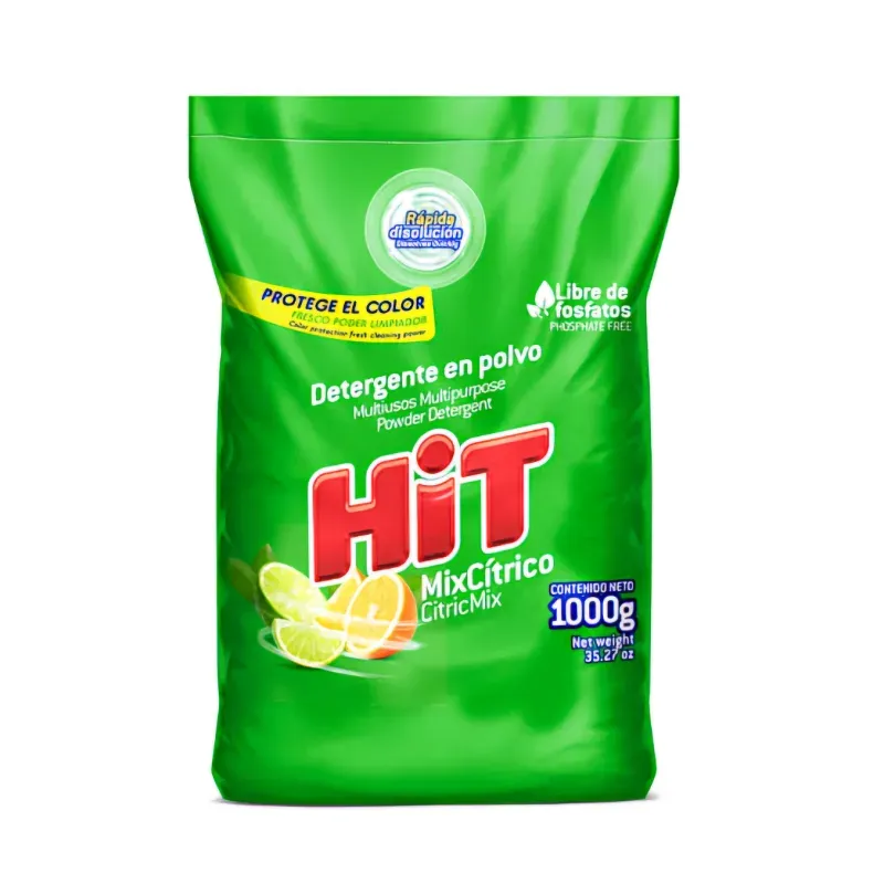 Detergente en Polvo Multiusos Biodegradable Hit- 1 Kg *Producto Importado desde Colombia.