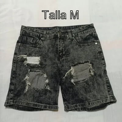 Bermuda mezclilla negra