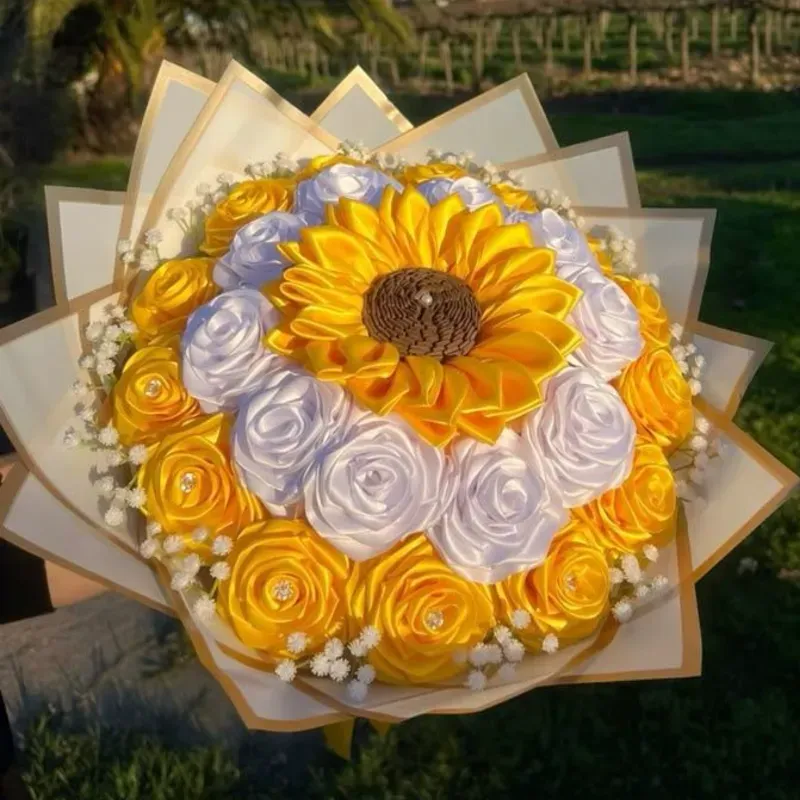 Ramo mediano de rosas y girasoles