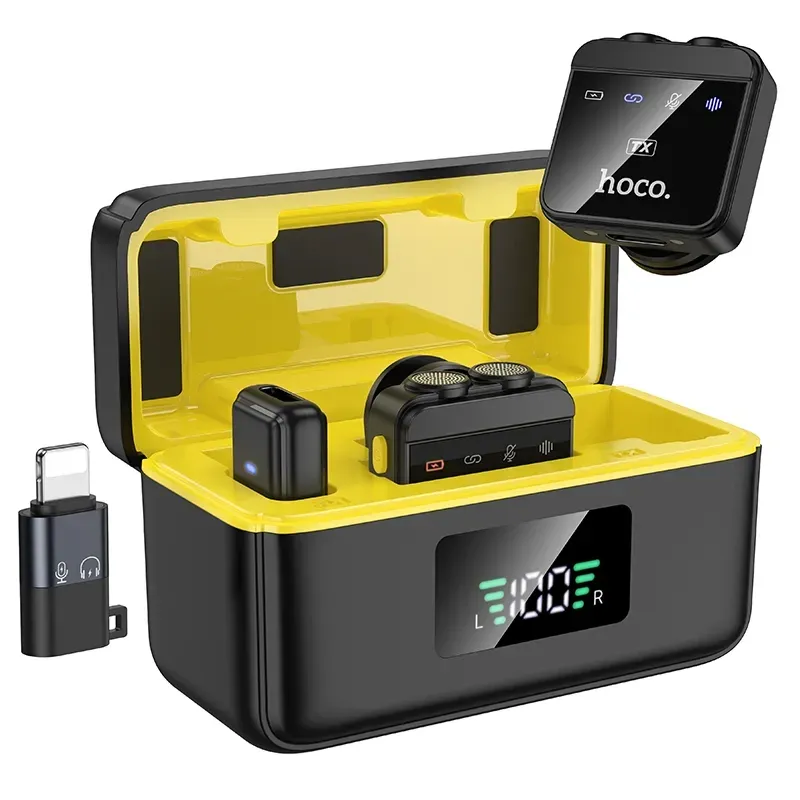 Hoco – L17 Micrófono Lavalier Inalámbrico Digital de Doble Micrófono (iPhone/Android)