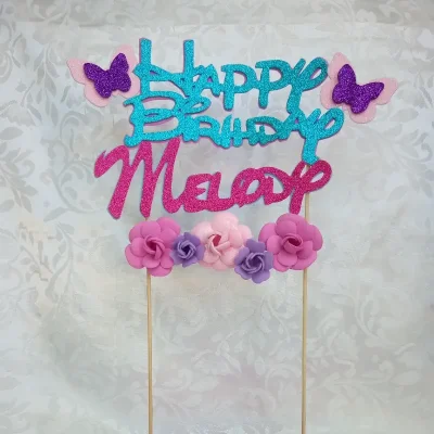 Deco cake flores y mariposas personalizado