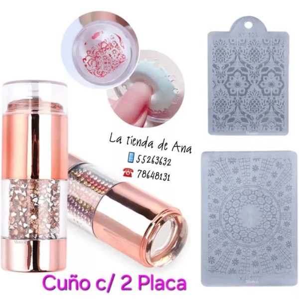 Cuño doble con placa