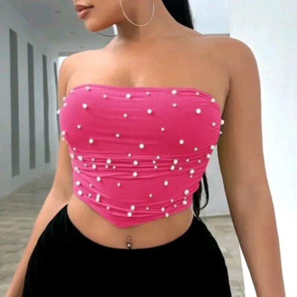  Top tubo con perlas — Rosado