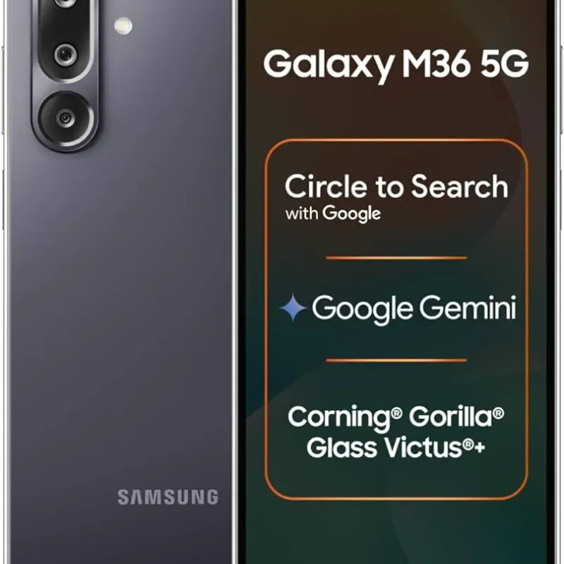 Teléfono Samsung Galaxy M36 5G , 6Gb Ram, 128Gb Almacenamiento, Con Cover, Mica y Audífonos - Negro