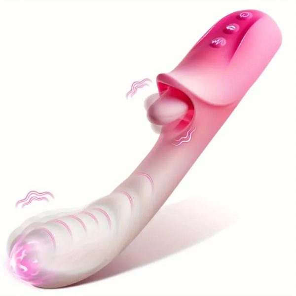 ‼️Dildo Rosa 4 en 1 con Lengua y Estimulación Punto G‼️