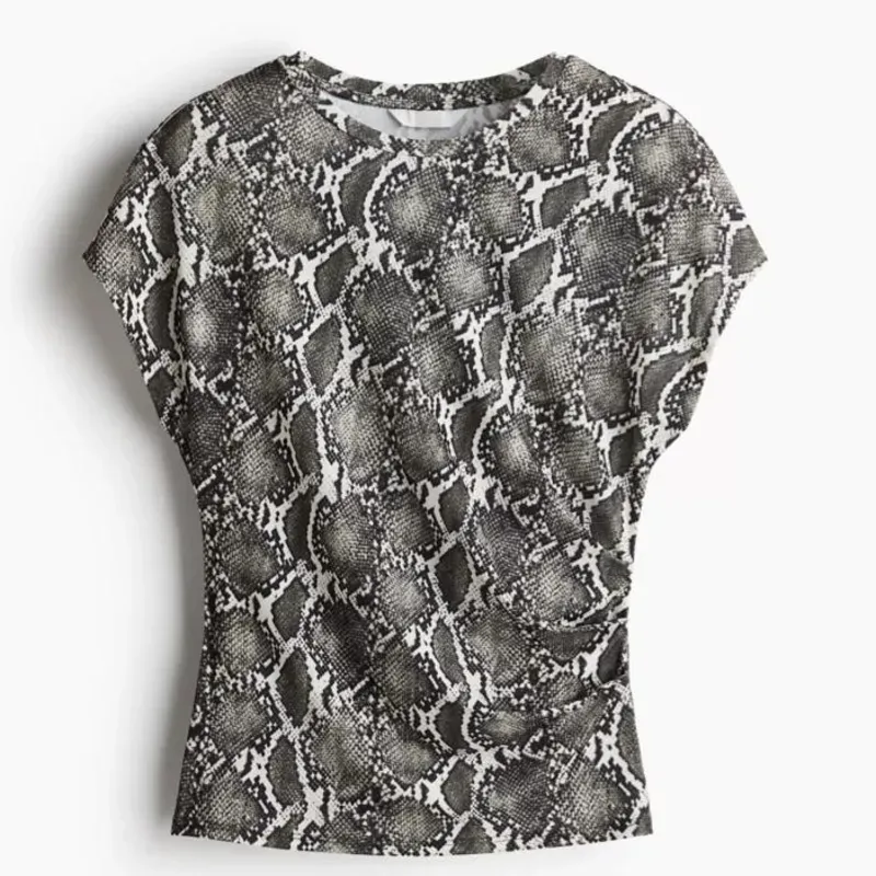 Top con mangas Gris Patrón Piel de Serpiente