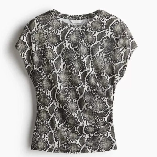 Top con mangas Gris Patrón Piel de Serpiente
