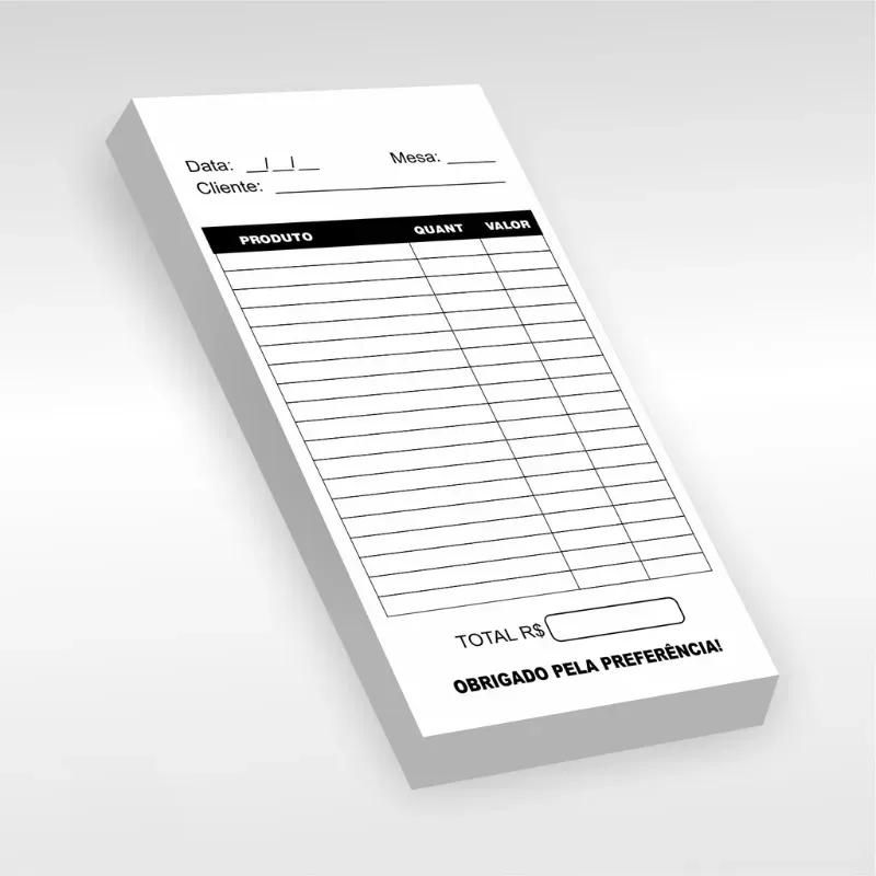 Notas de restaurante 1/3