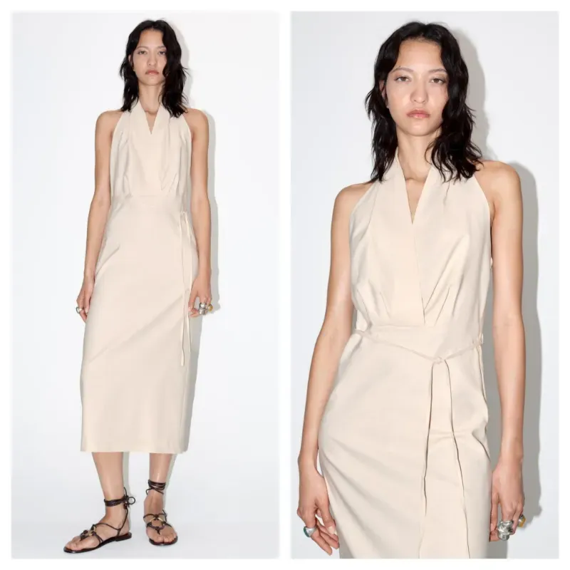 Vestido Zara beige