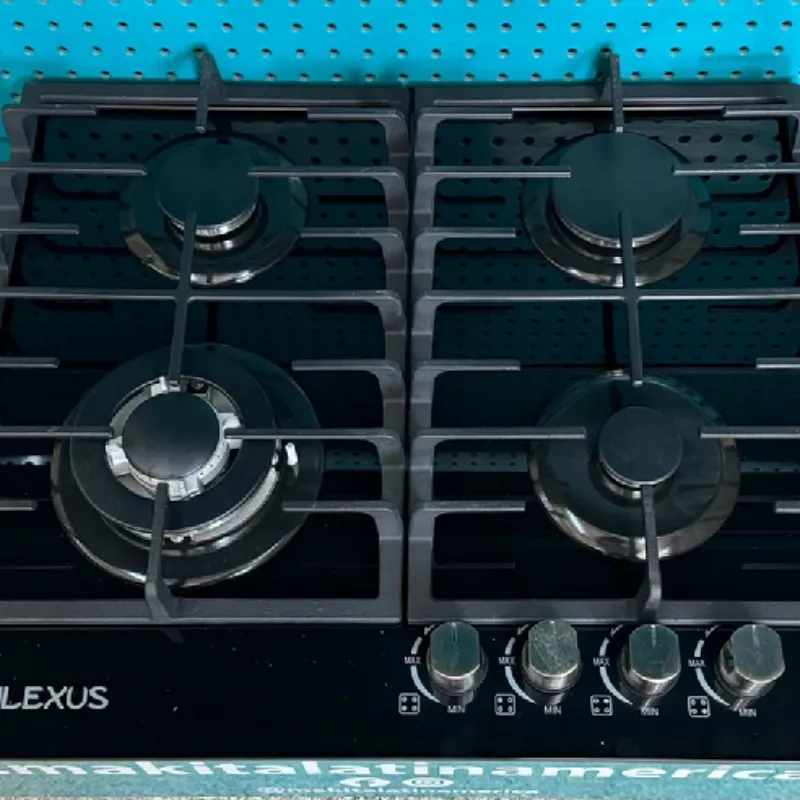 FOGÓN A GAS DE MESETA EMPOTRABLE, 4 HORNILLAS, MARCA MILEXUS,SUPERFICIE DE VIDRIO, REF: ML-TG-E4Q