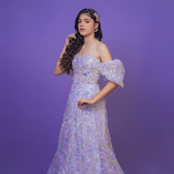Vestido malva de mariposas