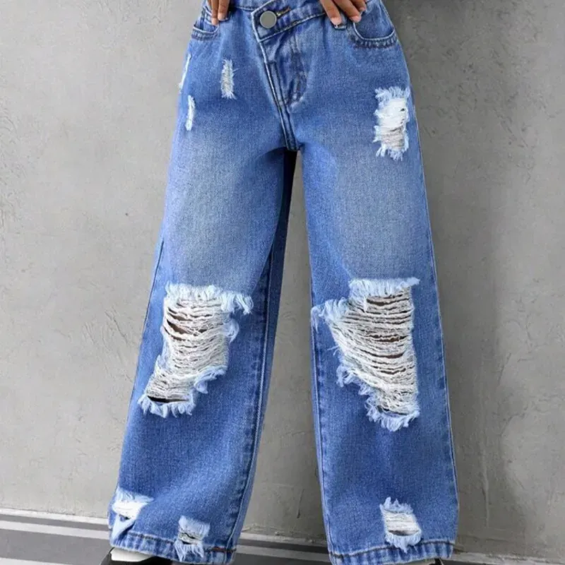 Jeans rectos d mezclilla