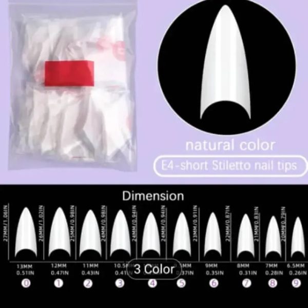 AH3>Uñas Stilette Natural 500u