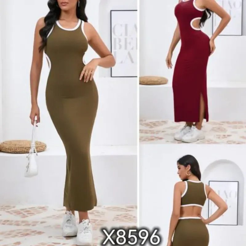 Vestido desmangado con espalda descubierta