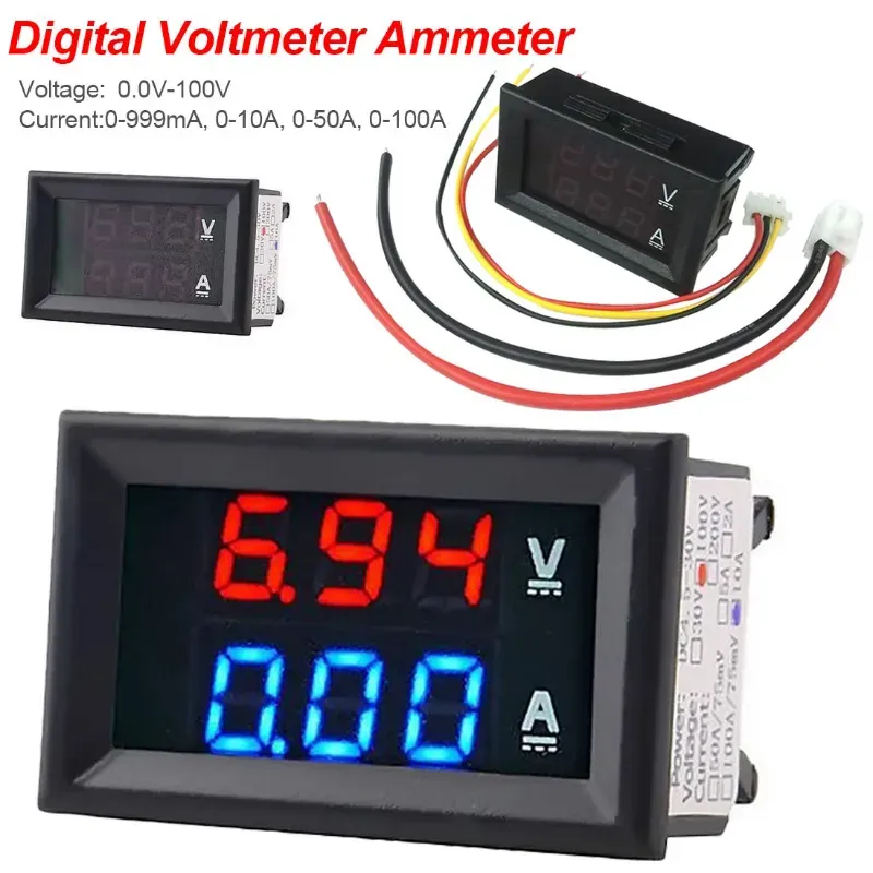 Voltímetro-Amperímetro LED DSN-VC288 – DC 100V / 10A
