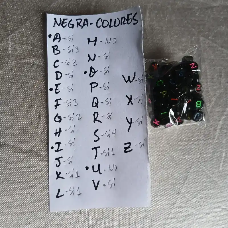 CONSONANTES - Sueltas cuenta negra letras colores