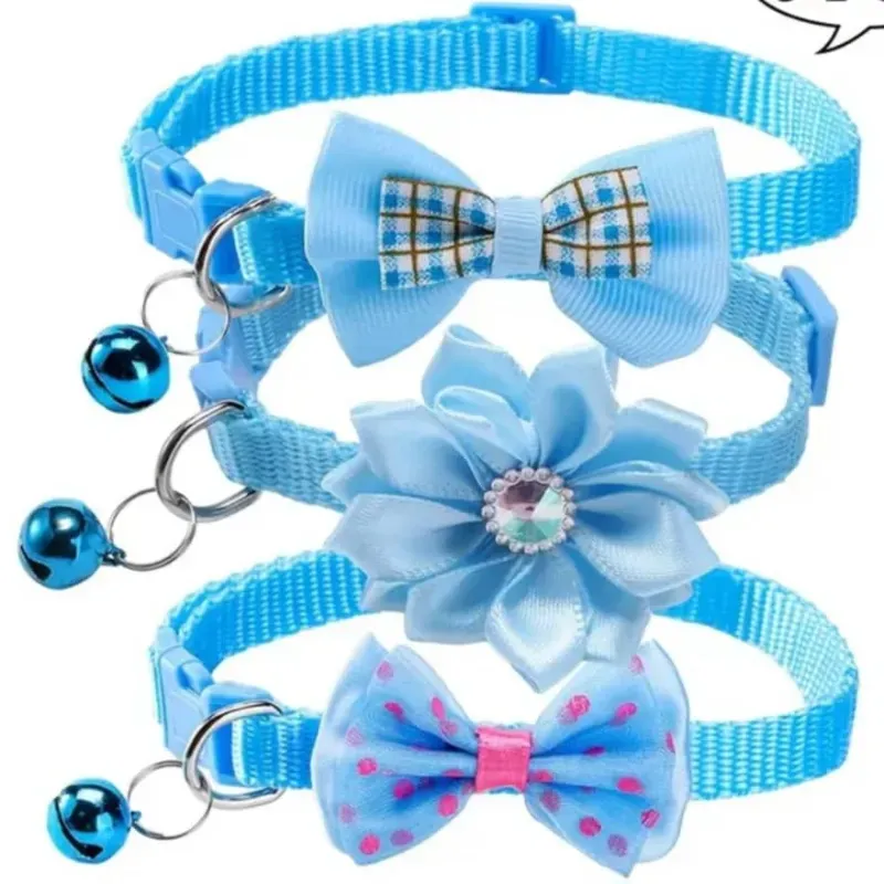 Collar de perro y gato de lazos Azul