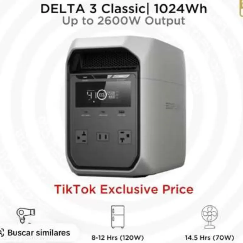 Estación de energía Ecoflow delta 3 1800 watts con pico de 2600  watts