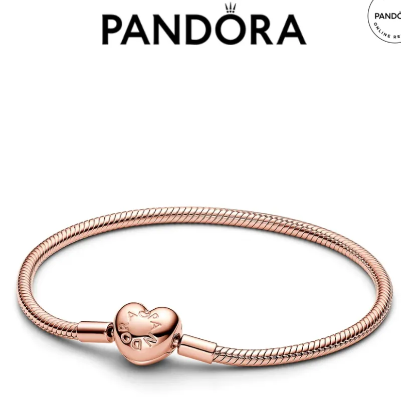 PANDORA MOMENTS SNAKE CHAIN HEART CLASP BRACELET