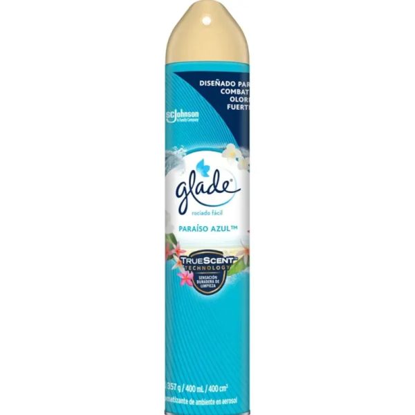 Aromatizante Glade en aerosol Paraiso azul 