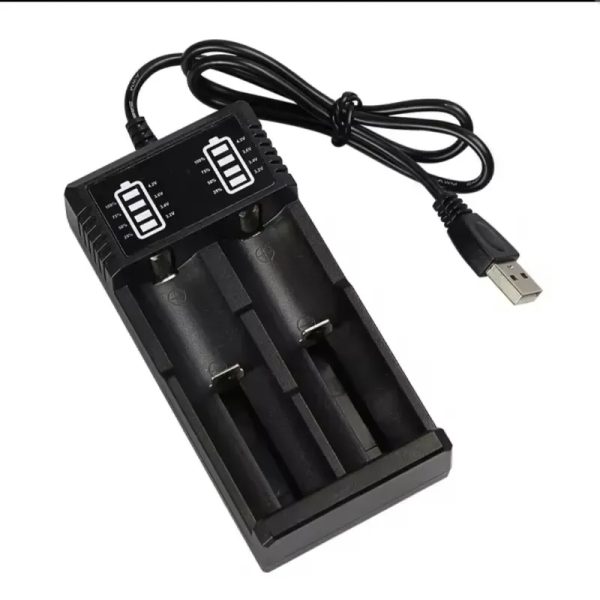  Cargador USB de Doble Ranura para Baterías de Litio 18650 / 18500 / 18350 / 14650 / 16650 / 16340 / 14500 / 10440