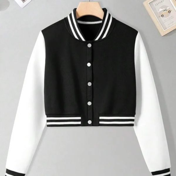 INAWLY Chaqueta De Estilo Universitario Para Mujer Con Bloque De Color
