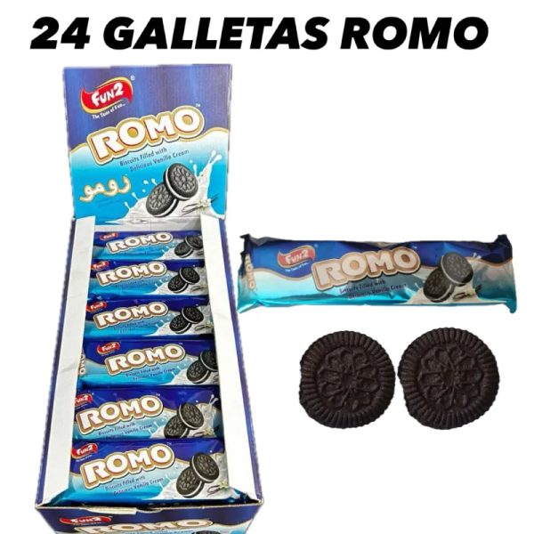 24 GALLETAS ROMO DE CHOCOLATE RELLENAS DE CREMA DE VAINILLA