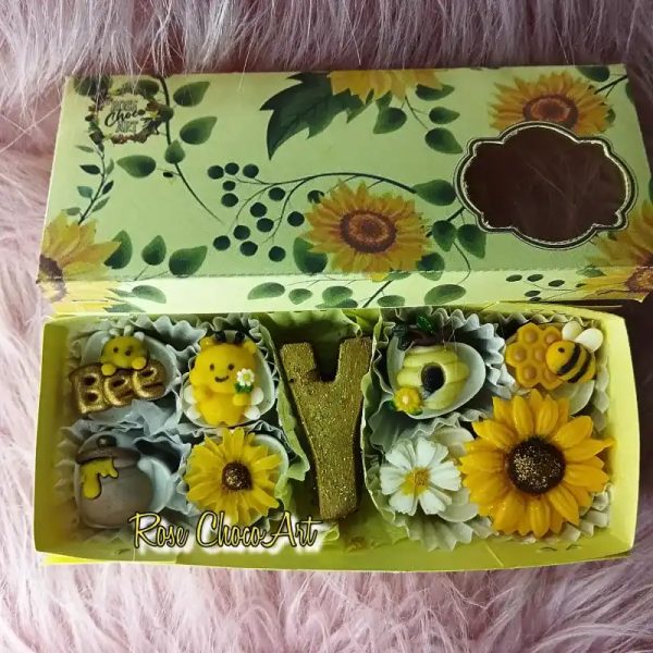  Caja de bombones temática girasoles y abejas 