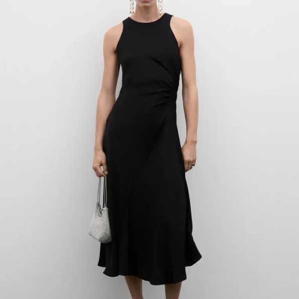 Vestido midi detalle drapeado