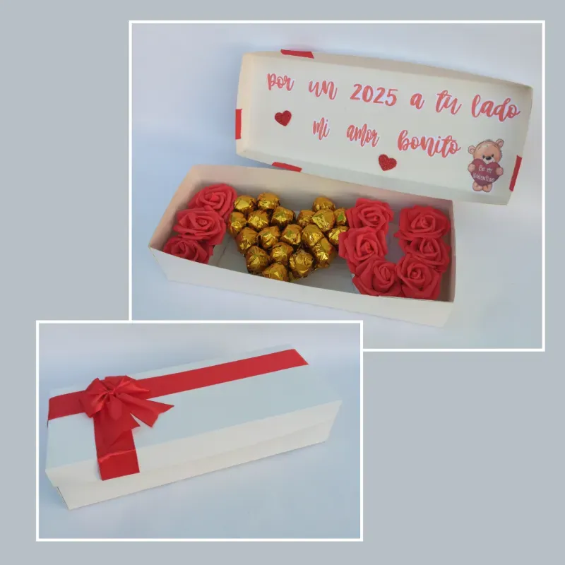 Cajita I❤️U de rosas y bombones